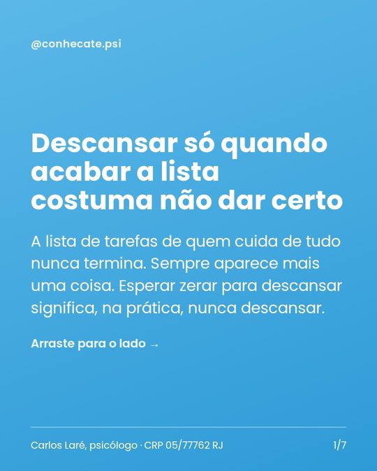 Capa de carrossel: Descansar só quando acabar a lista costuma não dar certo